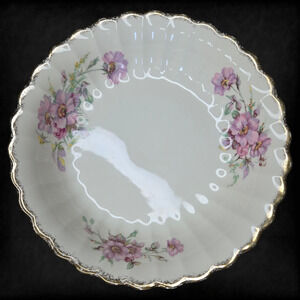 1940s Vintage Sebring Golden Ware Wild Rose 22K Gold Rimmed Bowls Set of 2